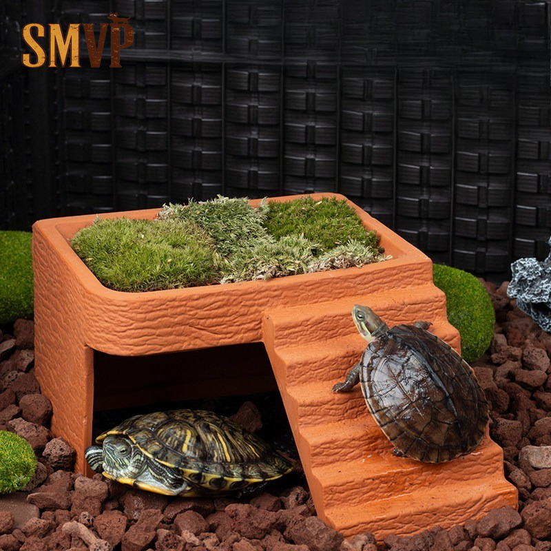 Hide Cave Ceramic - Aquarium Turtle Basking Platform Natural Terracotta
