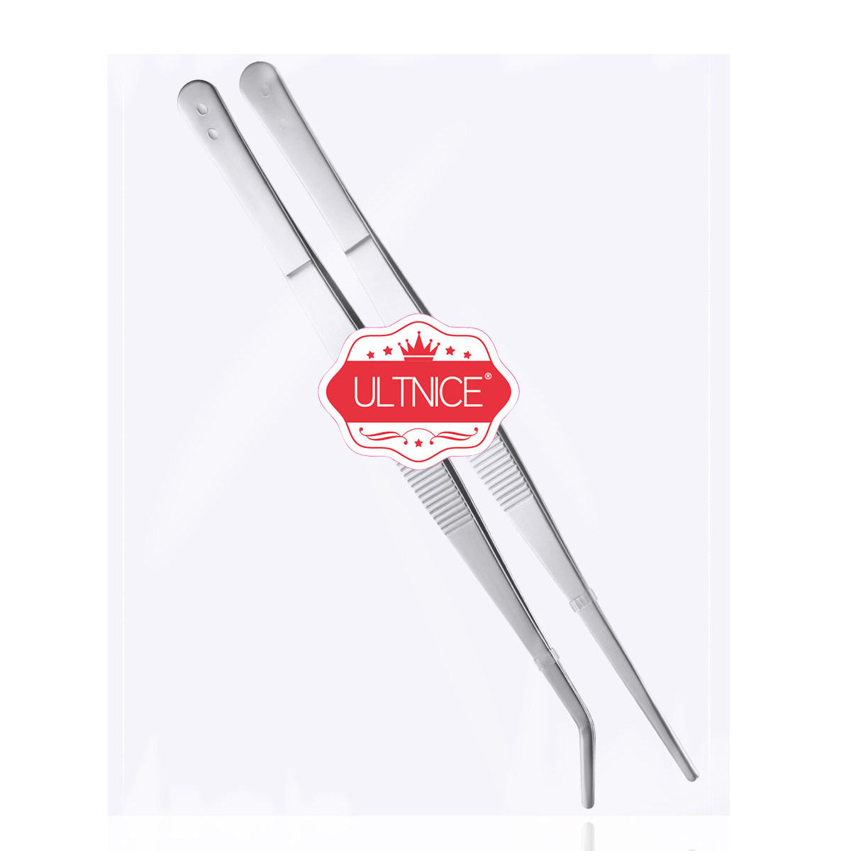 Feeding Tong Stainless - 2pcs Stainless Steel Tweezers Silver 25Cm