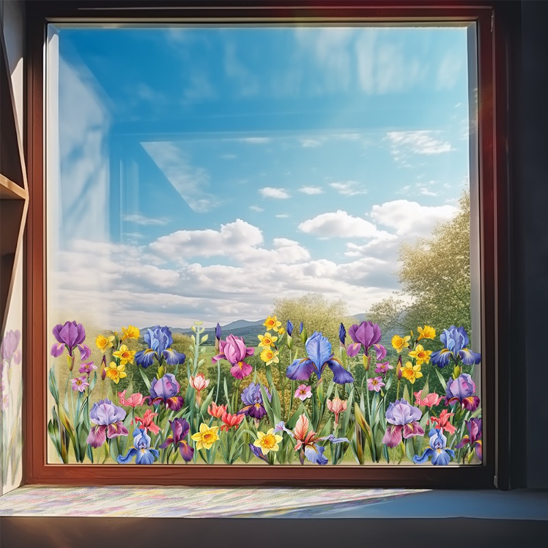 Pvc Panel Background - Colorful Beautiful Iris Flower Wall Stickers